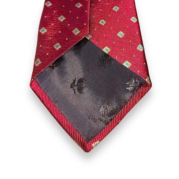 Brooks Brothers Crimson Red Square Print Handmade Silk Tie - Picture 4 of 5